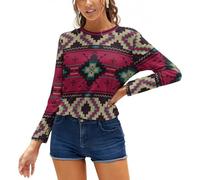 Qjjinxior Women's Top, Native American Long Sleeve T-Shirt, Casual Long Sleeve Crew Neck Top