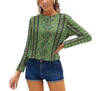 Qjjinxior Women's Top, Native American Long Sleeve T-Shirt, Casual Long Sleeve Crew Neck Top
