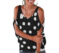 Qjjinxior Women's Tops, Blue Hibiscus Flower Ladies Tops, Loose Off Shoulder Tops for Work Office