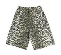 QJK Baggy Y2k Leopard Print Jean Shorts Oversized Jorts Vintage Straight Leg, Leopard, Large