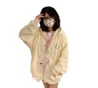 QJK Kawaii Clothes Cute Hoodie Y2k Jacket Zip Up Hoodie Y2k Y2k Hoodie Hoodies for Teen Girls Oversized Hoodie, White, Medium