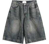 QJK Streetwear Jorts Baggy Jorts Summer Jorts Y2K Jean Shorts Vintage Jean Shorts Acid Wash Jean Shorts Fashion Jorts, Denim Blue, Large
