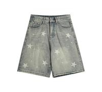QJK Y2K Shorts Baggy Star Jorts Baggy Oversized Jean Trendy Shorts, Light Denim, Medium