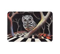 QJKFDHG 16x24 Halloween Welcome Mat Indoor Outdoor Door Rug Midnight Gaze | Thin 16x24 door mat clears door sweeps, non-slip backing, washable fabric, entryway kitchen bathroom halloween decor