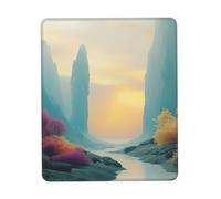QJKFDHG A lively little river pattern Custom Designed Mouse Pad with Wrist Rest - Unique Personalized Gaming and Office Desk Mat for Enhanced Comfort and Style