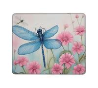 QJKFDHG AzureDragonflyBloom Printed Mouse Pad with Non-Slip Base, Extended Desk Mat for Office & Gaming, 3mm Rubber Base, Machine Washable, Perfect for Computer, Laptop, PC & Console