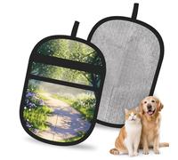 QJKFDHG Beautiful paths in the forest Electrostatic Pet Hair Removal Gloves, Reusable Magic Brush for Dog & Cat Hair | Fur Remover for Couch, Carpet, Car Seat & Clothing