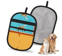 QJKFDHG Bee close-up painting Electrostatic Pet Hair Removal Gloves, Reusable Magic Brush for Dog & Cat Hair | Fur Remover for Couch, Carpet, Car Seat & Clothing