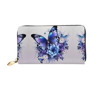 QJKFDHG Butterfly Bloom Print Wallet for Travel, Leather Wallet with Zipper