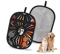 QJKFDHG Circus background, retro futurism Electrostatic Pet Hair Removal Gloves, Reusable Magic Brush for Dog & Cat Hair | Fur Remover for Couch, Carpet, Car Seat & Clothing