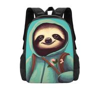 QJKFDHG Cozy Sloth Backpack Unisex 15.6 Inch Laptop Black Oxford Daypack