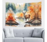 QJKFDHG Custom Tapestry for Room Decor - Unique Personalized Wall Hanging, Perfect for Bedroom, Dorm, and More - Trippy, Boho, Gothic, Anime, and More DeerForestReflection