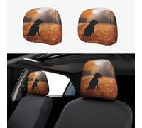 QJKFDHG Customized Funny Car Accessories 2 pcs- Unique Design Seat Covers, Neck Pillow, and Headrest Cover Set for Most Cars - Perfect Christmas and Wedding Gifts Autumn Dog Sit