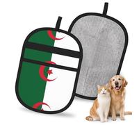 QJKFDHG Flag of Algeria Electrostatic Pet Hair Removal Gloves, Reusable Magic Brush for Dog & Cat Hair | Fur Remover for Couch, Carpet, Car Seat & Clothing