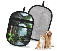 QJKFDHG Forest Ruins Electrostatic Pet Hair Removal Gloves, Reusable Magic Brush for Dog & Cat Hair | Fur Remover for Couch, Carpet, Car Seat & Clothing