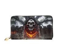 QJKFDHG Hell Background Print Wallet for Travel, Leather Wallet with Zipper