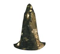 QJKFDHG Hooded Cape, Floating land Transformable Long Cloak | A single layer over any outfit to build wizard, vampire, princess, or medieval looks; bow tie no zipper