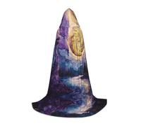 QJKFDHG Hooded Cape, Galloping White Stallion Transformable Long Cloak | A single layer over any outfit to build wizard, vampire, princess, or medieval looks; bow tie no zipper