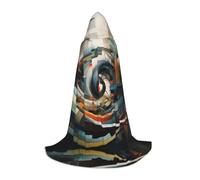 QJKFDHG Hooded Cape, Galloping White Stallion Transformable Long Cloak | A single layer over any outfit to build wizard, vampire, princess, or medieval looks; bow tie no zipper