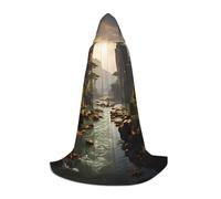 QJKFDHG Hooded Cape, Galloping White Stallion Transformable Long Cloak | A single layer over any outfit to build wizard, vampire, princess, or medieval looks; bow tie no zipper