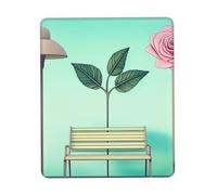 QJKFDHG Pink roses by the bench pattern Custom Designed Mouse Pad with Wrist Rest - Unique Personalized Gaming and Office Desk Mat for Enhanced Comfort and Style