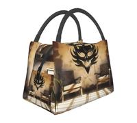 QJKFDHG Portable Lunch Bag, Tote Print Background of Hell's Fire