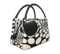QJKFDHG Portable Lunch Bag, Tote Print Black and White Wormhole