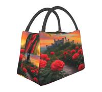 QJKFDHG Portable Lunch Bag, Tote Print Enchanted Rose Path