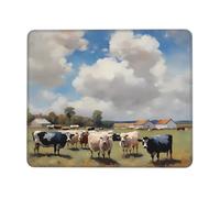 QJKFDHG Rural Cow Vista Printed Mouse Pad with Non-Slip Base, Extended Desk Mat for Office & Gaming, 3mm Rubber Base, Machine Washable, Perfect for Computer, Laptop, PC & Console