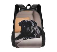 QJKFDHG Sad Pug Sofa Backpack Unisex 15.6 Inch Laptop Black Oxford Daypack