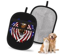 QJKFDHG USA Flag Patriotic Eagle Electrostatic Pet Hair Removal Gloves, Reusable Magic Brush for Dog & Cat Hair | Fur Remover for Couch, Carpet, Car Seat & Clothing