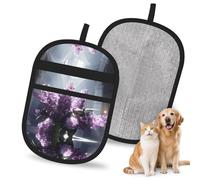 QJKFDHG Violet flowers in the church Electrostatic Pet Hair Removal Gloves, Reusable Magic Brush for Dog & Cat Hair | Fur Remover for Couch, Carpet, Car Seat & Clothing