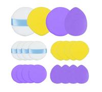 QJKLWV Powder Puff Set 16pk,Makeup Sponge Puff for Loose Powder,Soft Velour Powder Puff for Face,Setting Powder Puff for Makeup,Finger Powder Puff for Women Makeup Sponge,Individually Wrapped Purple