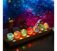 QJLDMaingo 7 Chakra Natural Healing Spheres with LED Wooden Stand 40mm Crystal Quartz Stones for Meditation Positive Energy Night Light Decoration Balls Set for Home