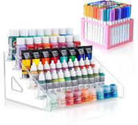 QJLDMaingo LIANTE 6 Tier Acrylic Organizer Snap On Design Storage Rack Holds 48 Paints 96 Brushes For Acrylic Craft Model Paints Also Fits Makeup Lipstick Nail Polish 16x25 5x31 2cm