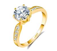 QJLE 1.5 Carat Cubic Zirconia Diamond Cut Silver 18ct Rose Gold Dainty Solitaire Engagement Wedding Ring for Women, Crystal, Cubic Zirconia
