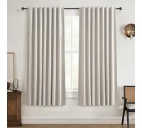 QJmydeco 54 Inch Curtains Sunblock Curtains for Bedroom 2 Panel Sets, Total Blackout Insulated Opaque Curtain for Summer Heat 4-1/2 ft Drapes for 50 Inch Small Window Natural Light Brown (50" Wx54 L)