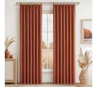 QJmydeco Fall Burnt Orange Curtains Pinch Pleated Blackout 84 Inches Long 2 Panels Set,Terracotta Autumn Color Decor Retro for Living Room Antique Copper Rust Boho 70s Window Linen Drapes (W40 xL84)
