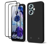 QJONSIU Case Compatible with HMD XR21, Airbag Protection, Ultra-thin Soft TPU Cover with 2 Pack Tempered Glass Screen Protector-Black