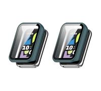 QJONSIU Case Compatible with Honor Band 11 with Built in Tempered Glass, 2 Pack All Around PC Anti-Scratch Protective-Green