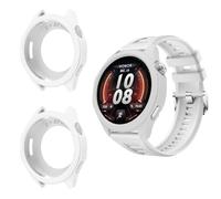 QJONSIU Case Compatible with Honor Watch 6, 2 Pack Shockproof Soft Silicone Partial Protective Cover Anti-Scratch-White