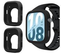 QJONSIU Case Compatible with Honor Watch X5i, 2 Pack Shockproof Soft Silicone Partial Protective Cover Anti-Scratch-Black