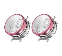QJONSIU Case Compatible with Huawei Watch GT 6 41mm with Built in Screen Protector, 2 Pack Anti-Scratch Electroplated Soft TPU Thin Cover-Pink
