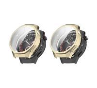 QJONSIU Case Compatible with Huawei Watch GT 6 Pro 46mm with Built in Screen Protector, 2 Pack Anti-Scratch Electroplated Soft TPU Thin Cover-Gold