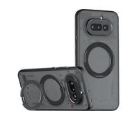 QJONSIU Case Compatible with Nothing Phone 4a, Compatible with MagSafe, 360°Ring Stand Cover Airbag Protection Shockproof Matt-Black