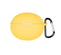 QJONSIU Case Compatible with OPPO Enco Free 4/Oneplus Buds 4, Shockproof Soft Silicone Protective Case with Carabiner, Full Body Protection Anti-fingerprint-Yellow