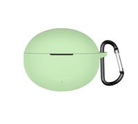 QJONSIU Case Compatible with OPPO Enco Free 4/Oneplus Buds 4, Shockproof Soft Silicone Protective Case with Carabiner, Full Body Protection Anti-fingerprint-Matcha green