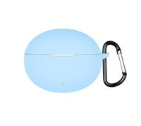 QJONSIU Case Compatible with OPPO Enco Free 4/Oneplus Buds 4, Shockproof Soft Silicone Protective Case with Carabiner, Full Body Protection Anti-fingerprint-Skyblue