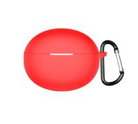 QJONSIU Case Compatible with OPPO Enco Free 4/Oneplus Buds 4, Shockproof Soft Silicone Protective Case with Carabiner, Full Body Protection Anti-fingerprint-Red