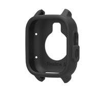 QJONSIU Case Compatible with Realme Watch 5, 2 Pack Shockproof Soft Silicone Partial Protective Cover Anti-Scratch-Black